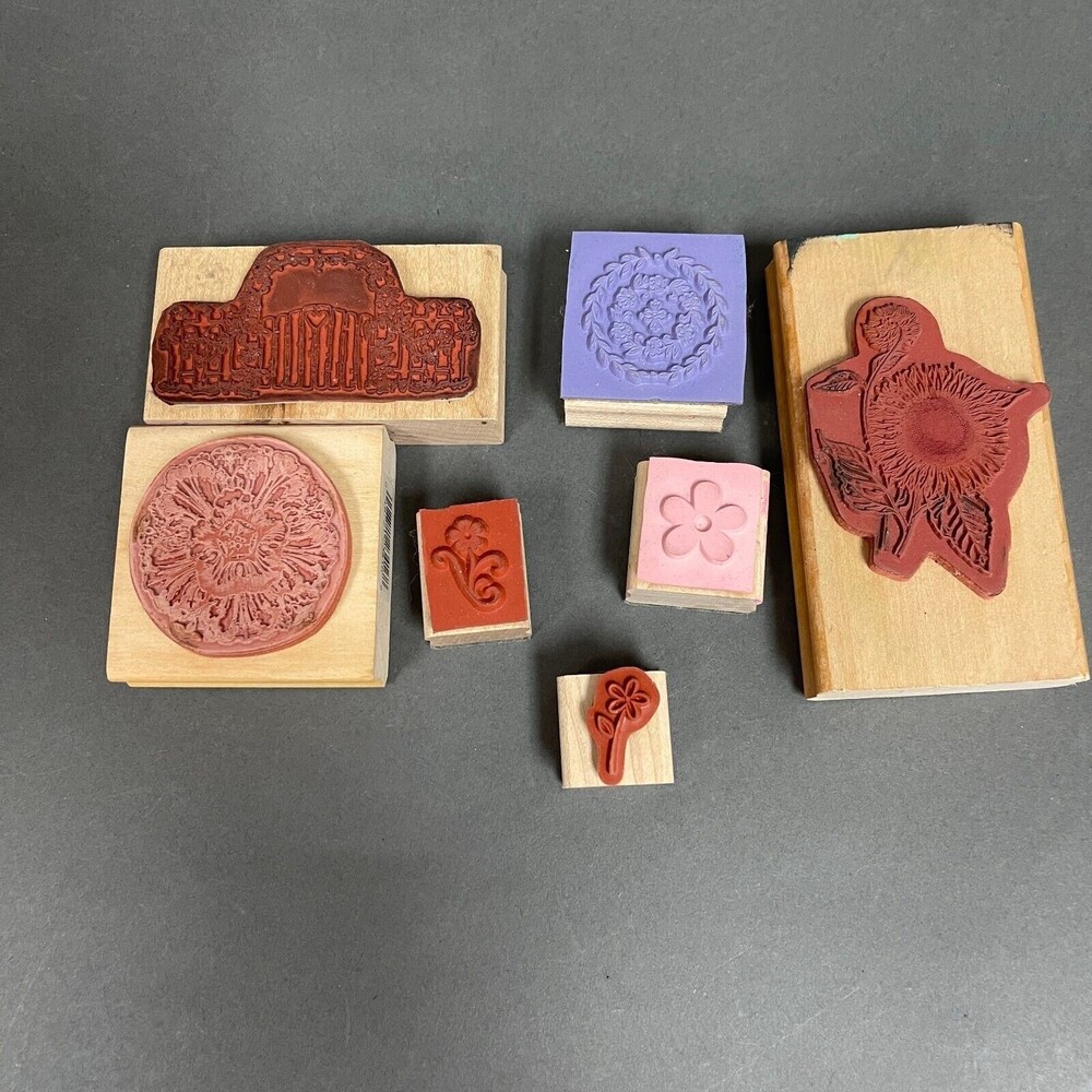 Anita's Stampin Up! and Other Brands Flowers Garden Rubber Stamps Lot of 7 - Picture 4 of 4